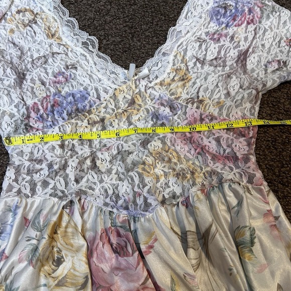 Vintage Vandemere Floral Lace Teddy Lingerie Pastel Short Sleeve White Pink S - Picture 5 of 5